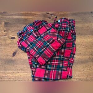 Women's Old Navy Red Tartan Flannel Pajama Pant Set - Size Small